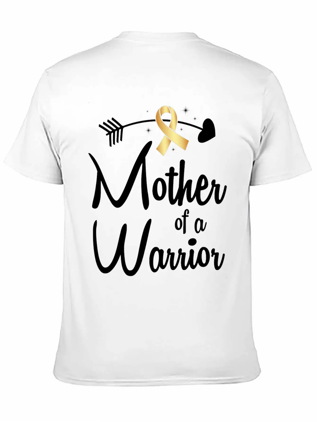 Gold Arrow Mother Of A Warrior Childhood Cancer Basic Graphic T-Shirt – Daily Comfort In Soft Cotton