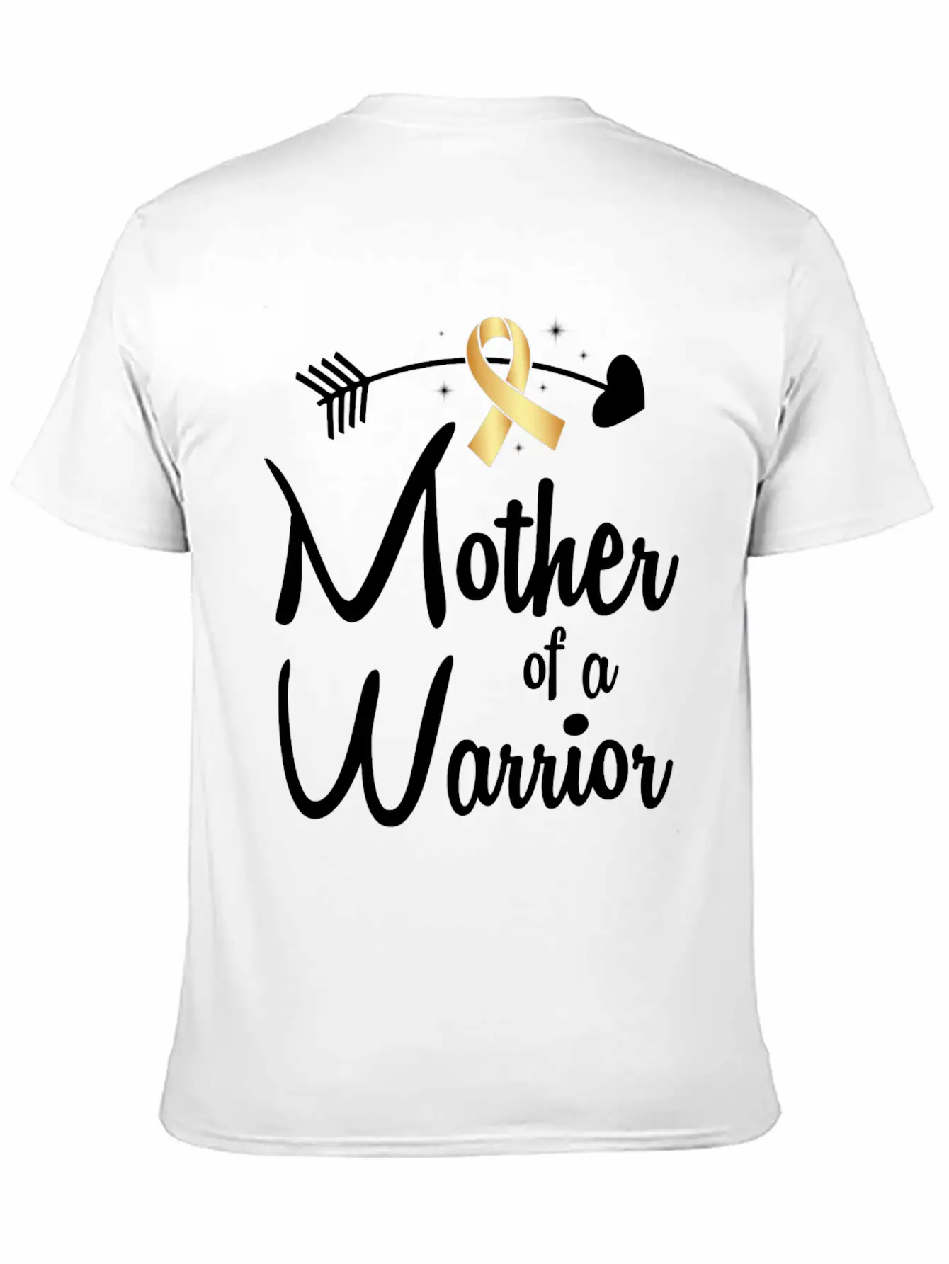 Gold Arrow Mother Of A Warrior Childhood Cancer Basic Graphic T-Shirt – Daily Comfort In Soft Cotton