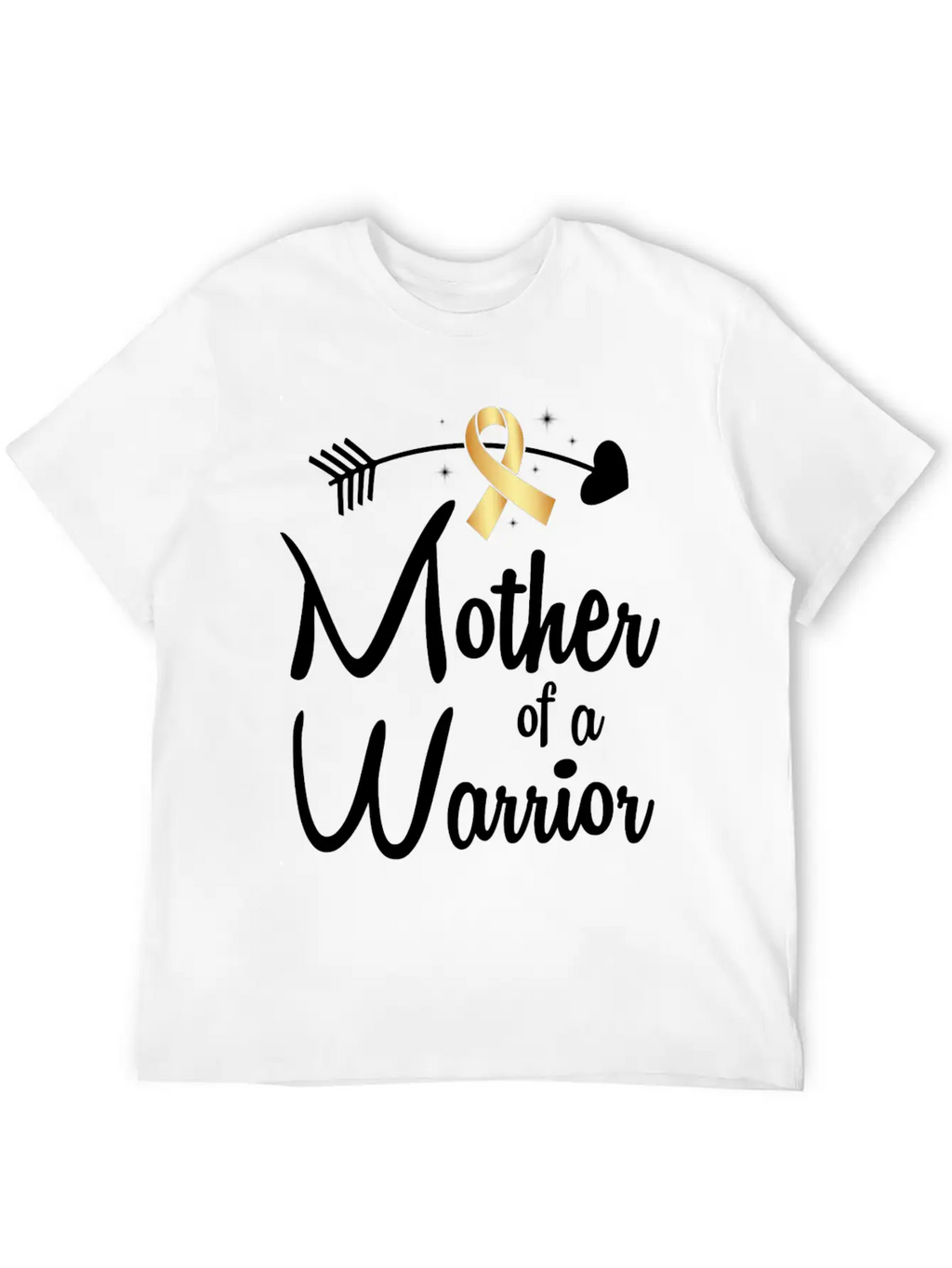 Gold Arrow Mother Of A Warrior Childhood Cancer Basic Graphic T-Shirt – Daily Comfort In Soft Cotton