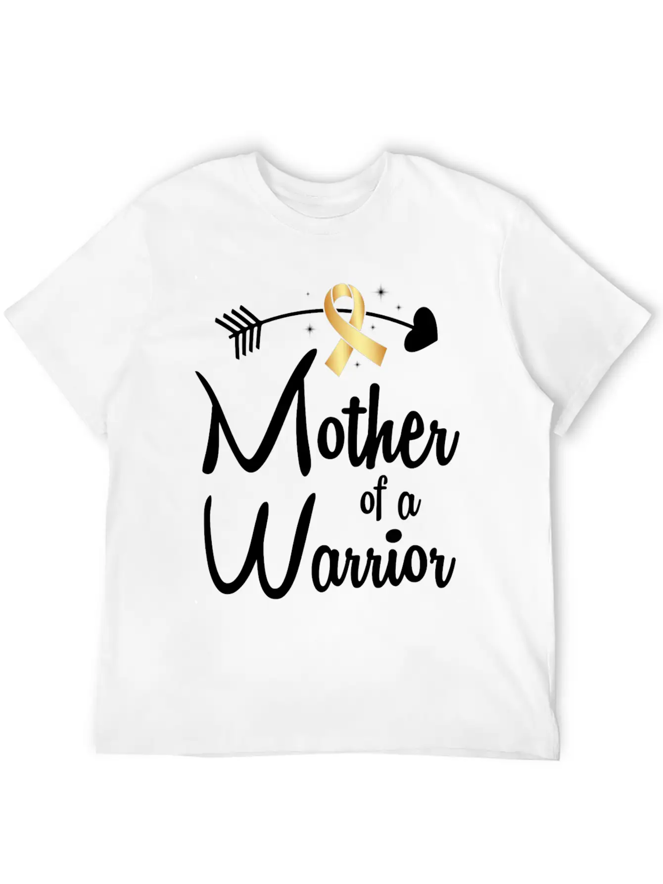 Gold Arrow Mother Of A Warrior Childhood Cancer Basic Graphic T-Shirt – Daily Comfort In Soft Cotton