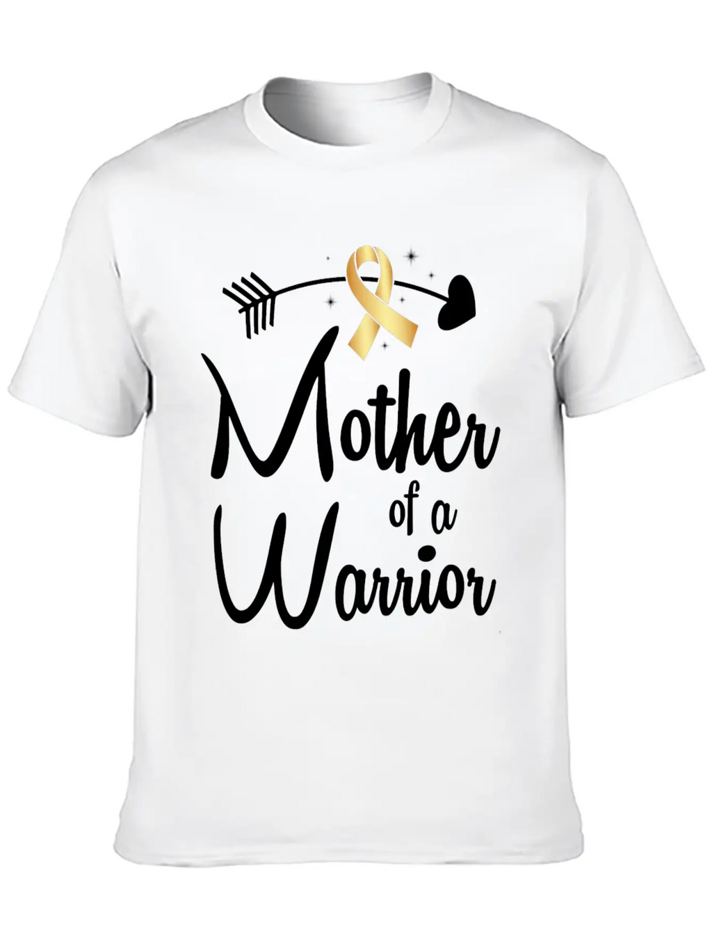 Gold Arrow Mother Of A Warrior Childhood Cancer Basic Graphic T-Shirt – Daily Comfort In Soft Cotton