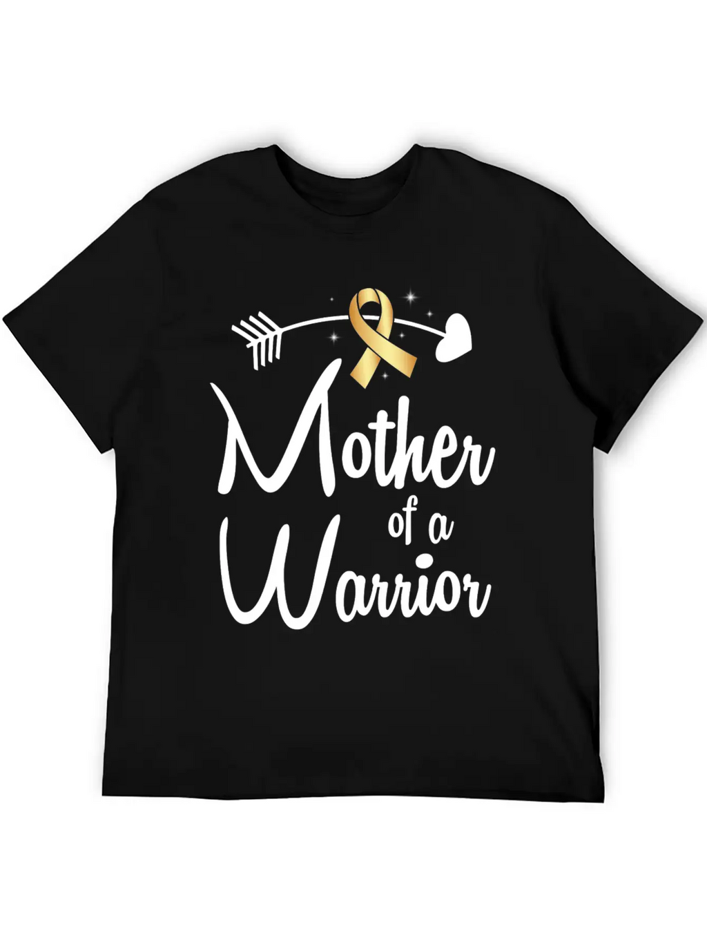 Gold Arrow Mother Of A Warrior Childhood Cancer Basic Graphic T-Shirt – Daily Comfort In Soft Cotton