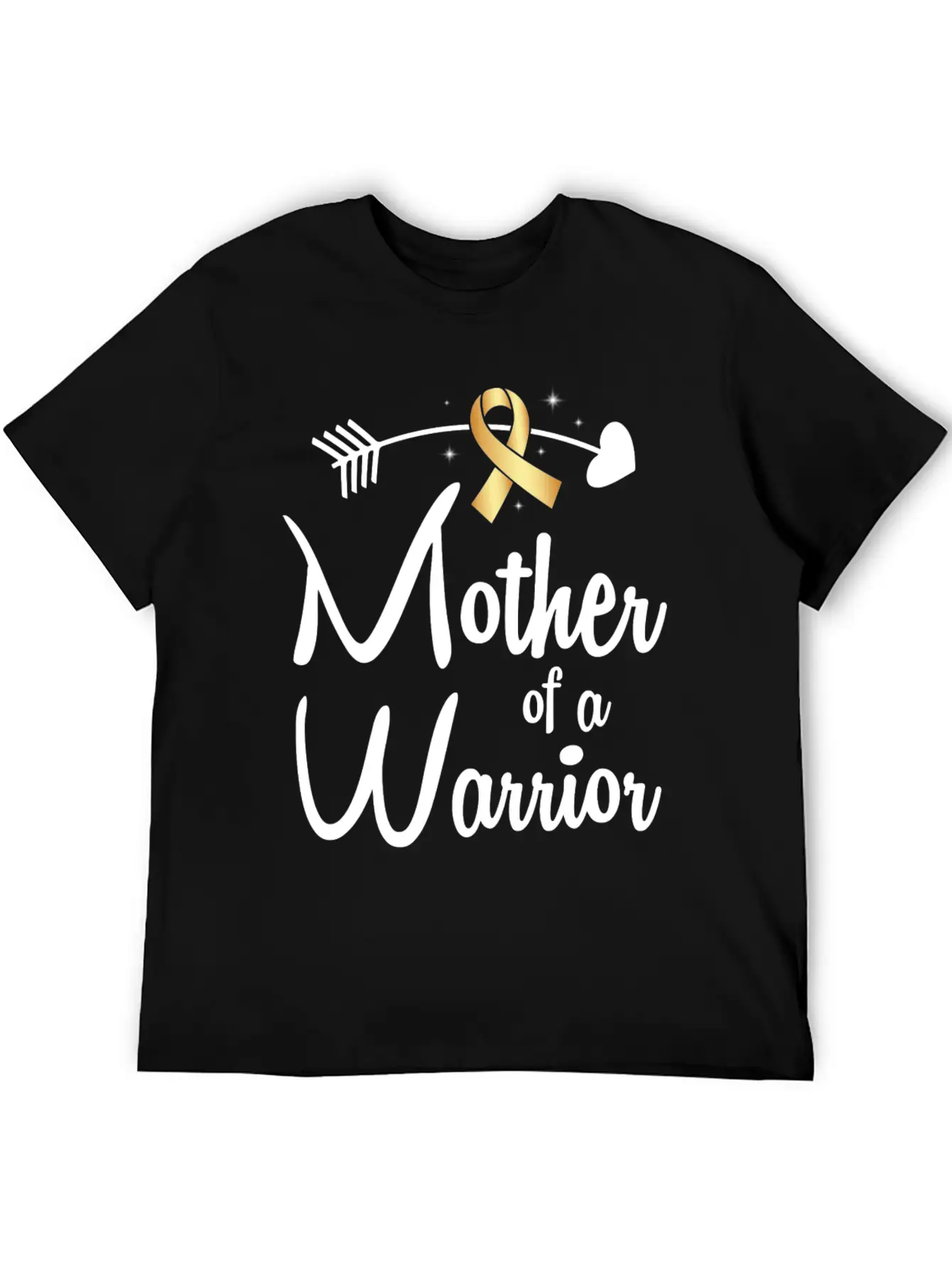 Gold Arrow Mother Of A Warrior Childhood Cancer Basic Graphic T-Shirt – Daily Comfort In Soft Cotton