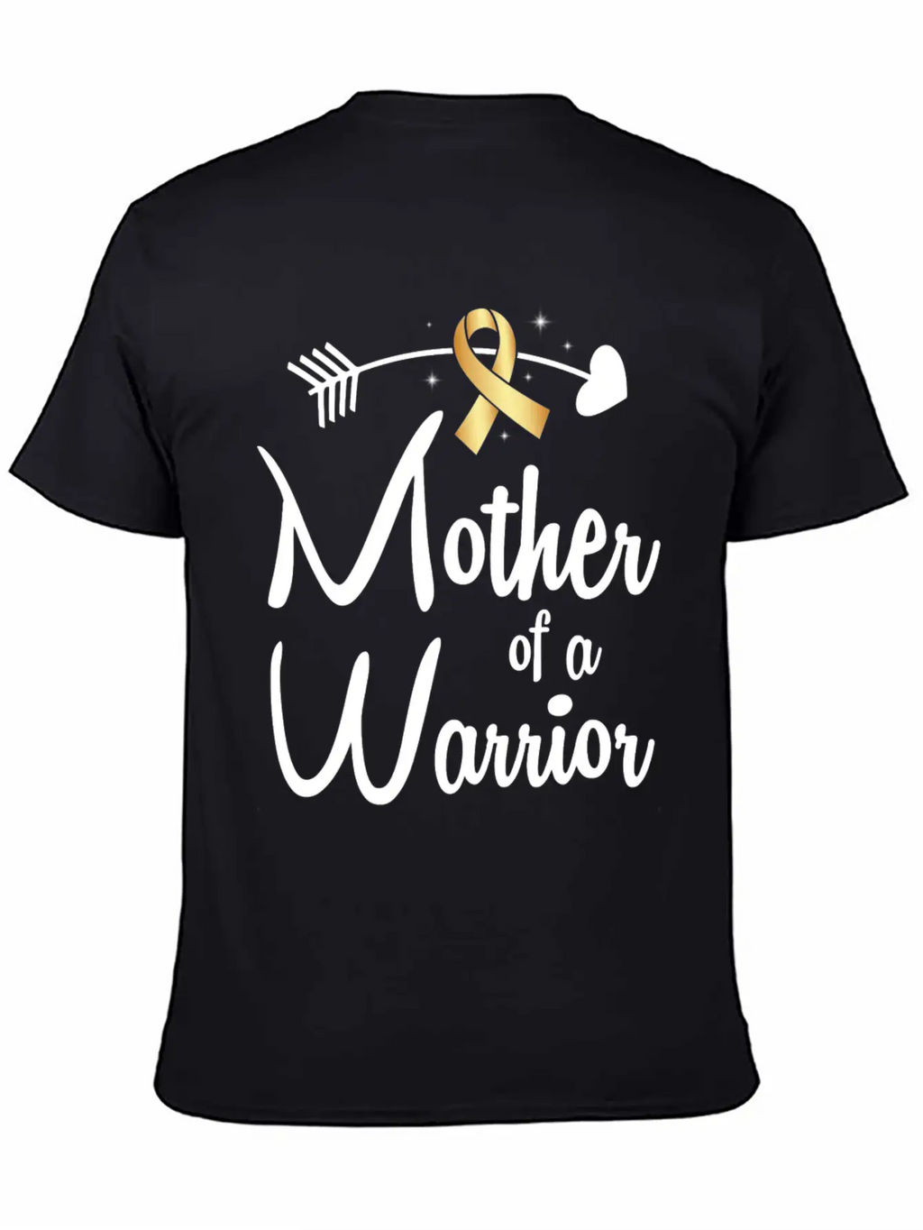 Gold Arrow Mother Of A Warrior Childhood Cancer Basic Graphic T-Shirt – Daily Comfort In Soft Cotton