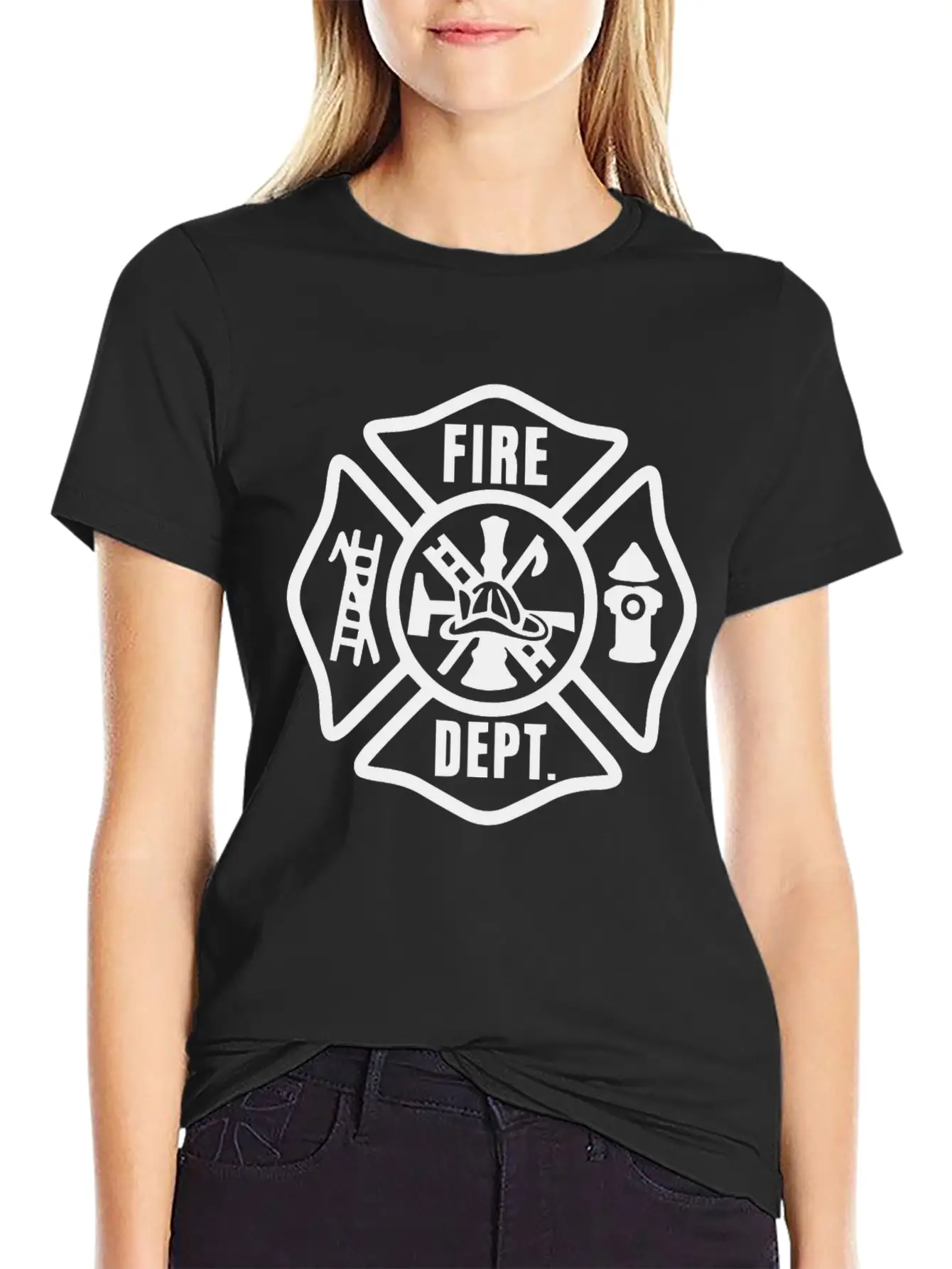 Gold Firefighter Emblem Unisex Casual T-Shirt – Clean Design For Daily Comfort