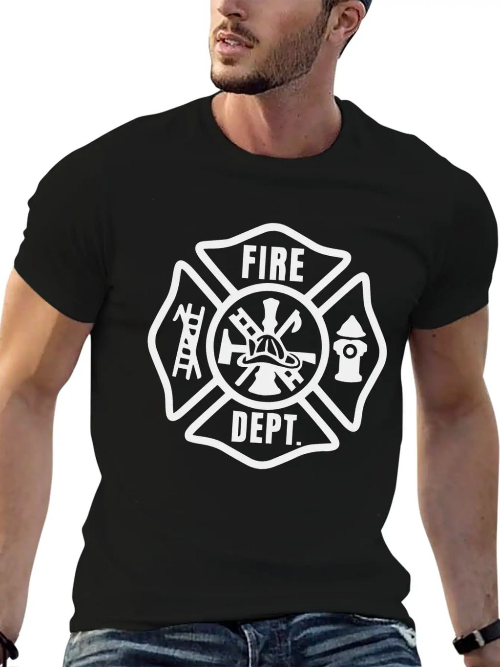 Gold Firefighter Emblem Unisex Casual T-Shirt – Clean Design For Daily Comfort