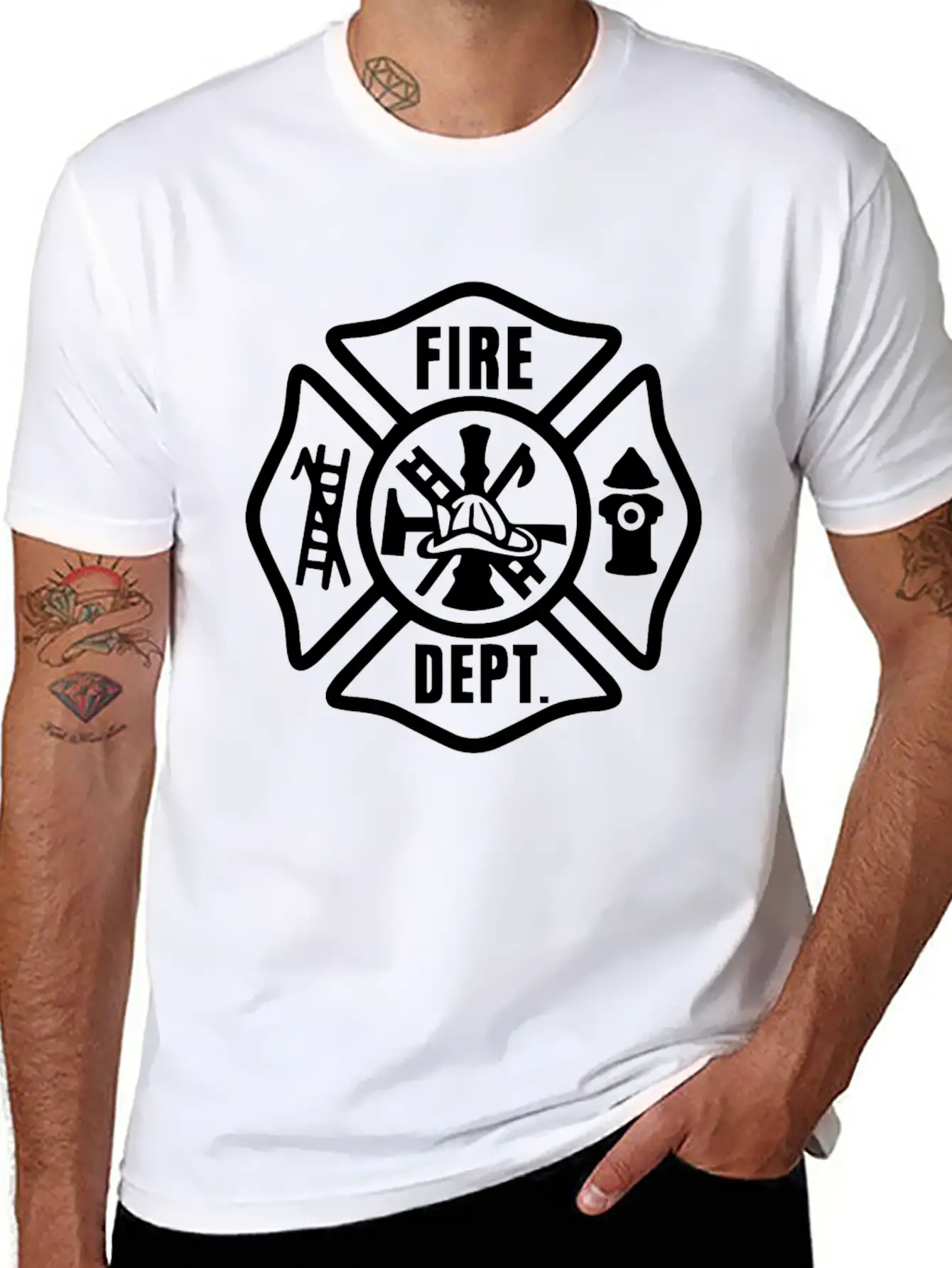 Gold Firefighter Emblem Unisex Casual T-Shirt – Clean Design For Daily Comfort