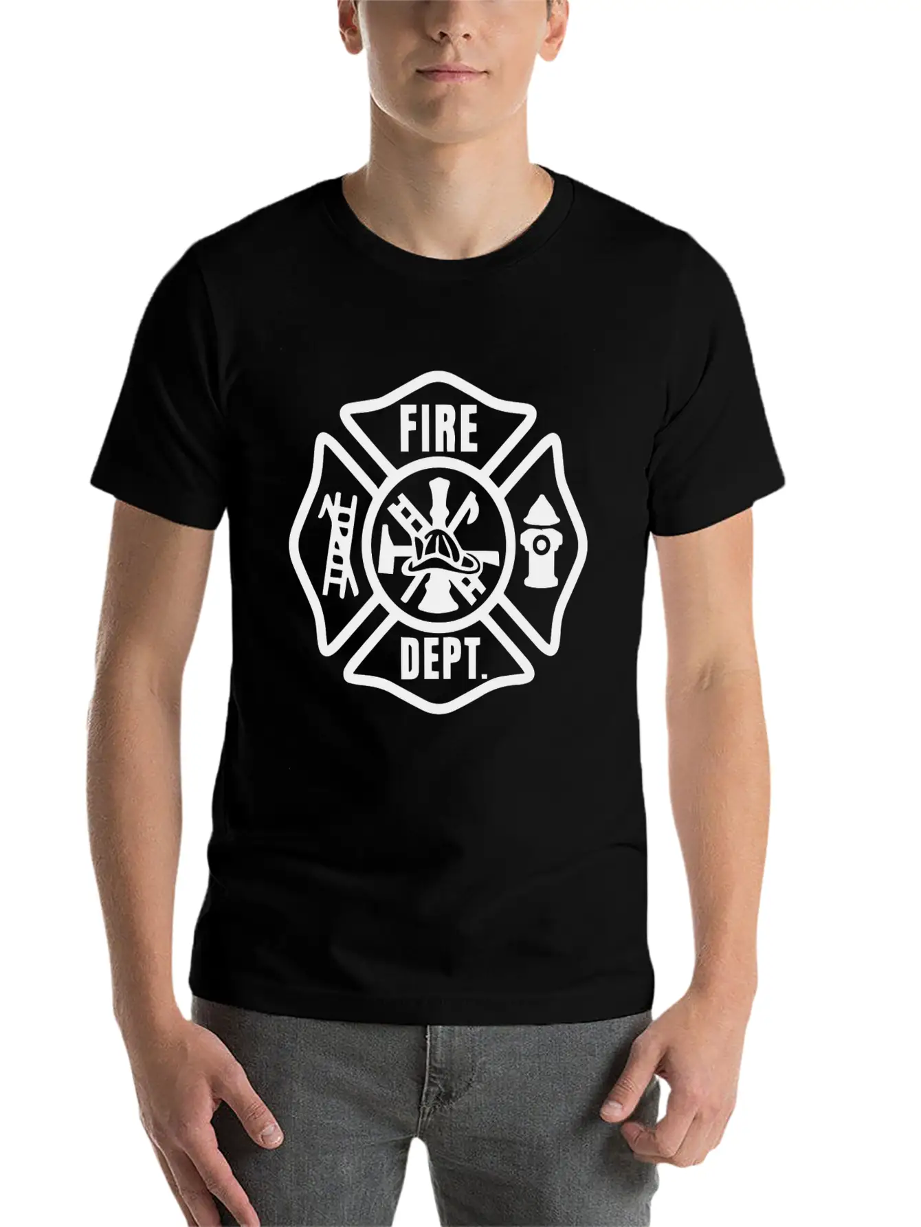 Gold Firefighter Emblem Unisex Casual T-Shirt – Clean Design For Daily Comfort