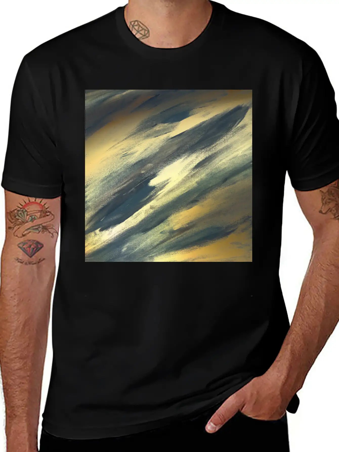 Gold Foil Paint Brushstrokes Abstract Texture Classic Cotton Tee – Unisex Comfort For Any Season