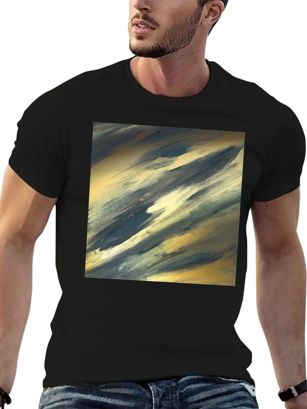 Gold Foil Paint Brushstrokes Abstract Texture Classic Cotton Tee – Unisex Comfort For Any Season