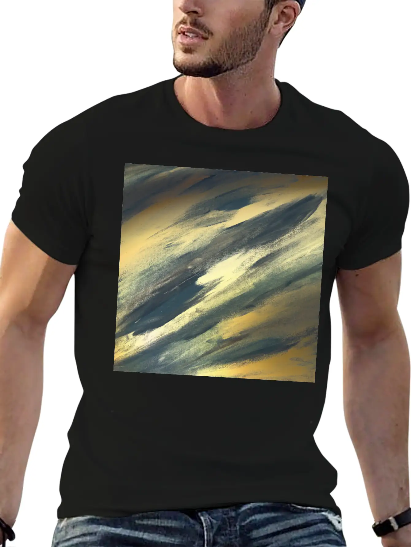 Gold Foil Paint Brushstrokes Abstract Texture Classic Cotton Tee – Unisex Comfort For Any Season