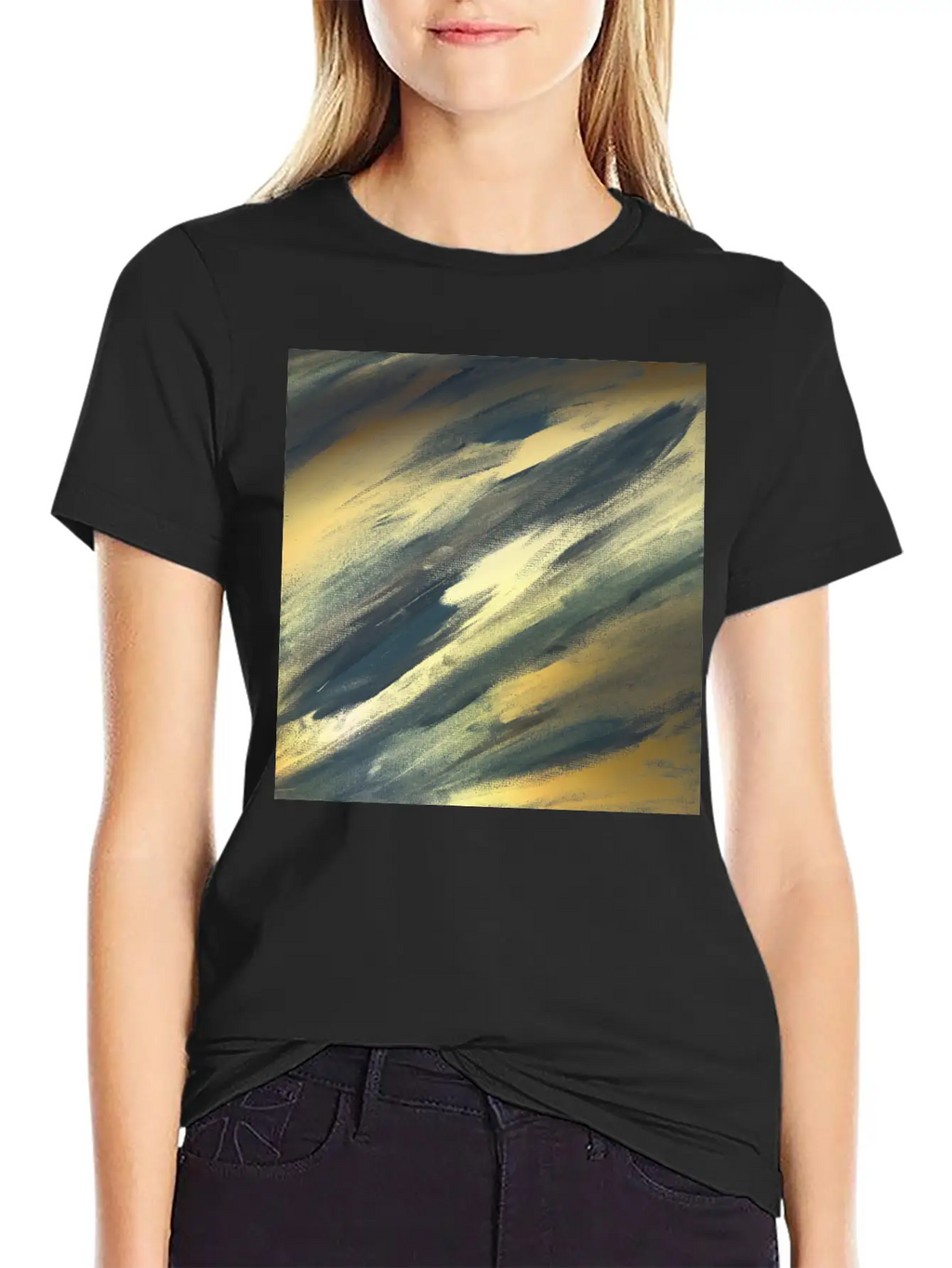 Gold Foil Paint Brushstrokes Abstract Texture Classic Cotton Tee – Unisex Comfort For Any Season