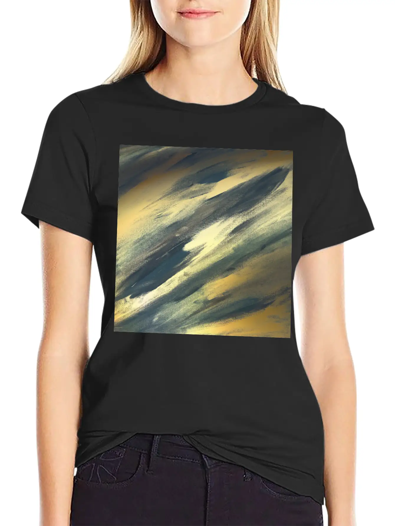 Gold Foil Paint Brushstrokes Abstract Texture Classic Cotton Tee – Unisex Comfort For Any Season
