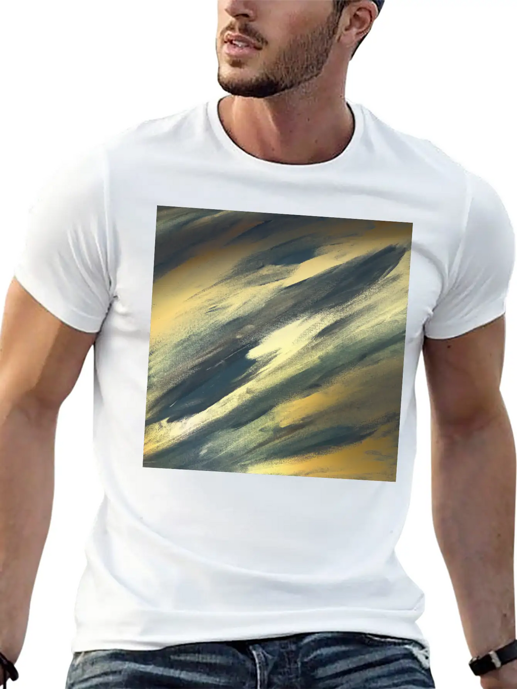 Gold Foil Paint Brushstrokes Abstract Texture Classic Cotton Tee – Unisex Comfort For Any Season
