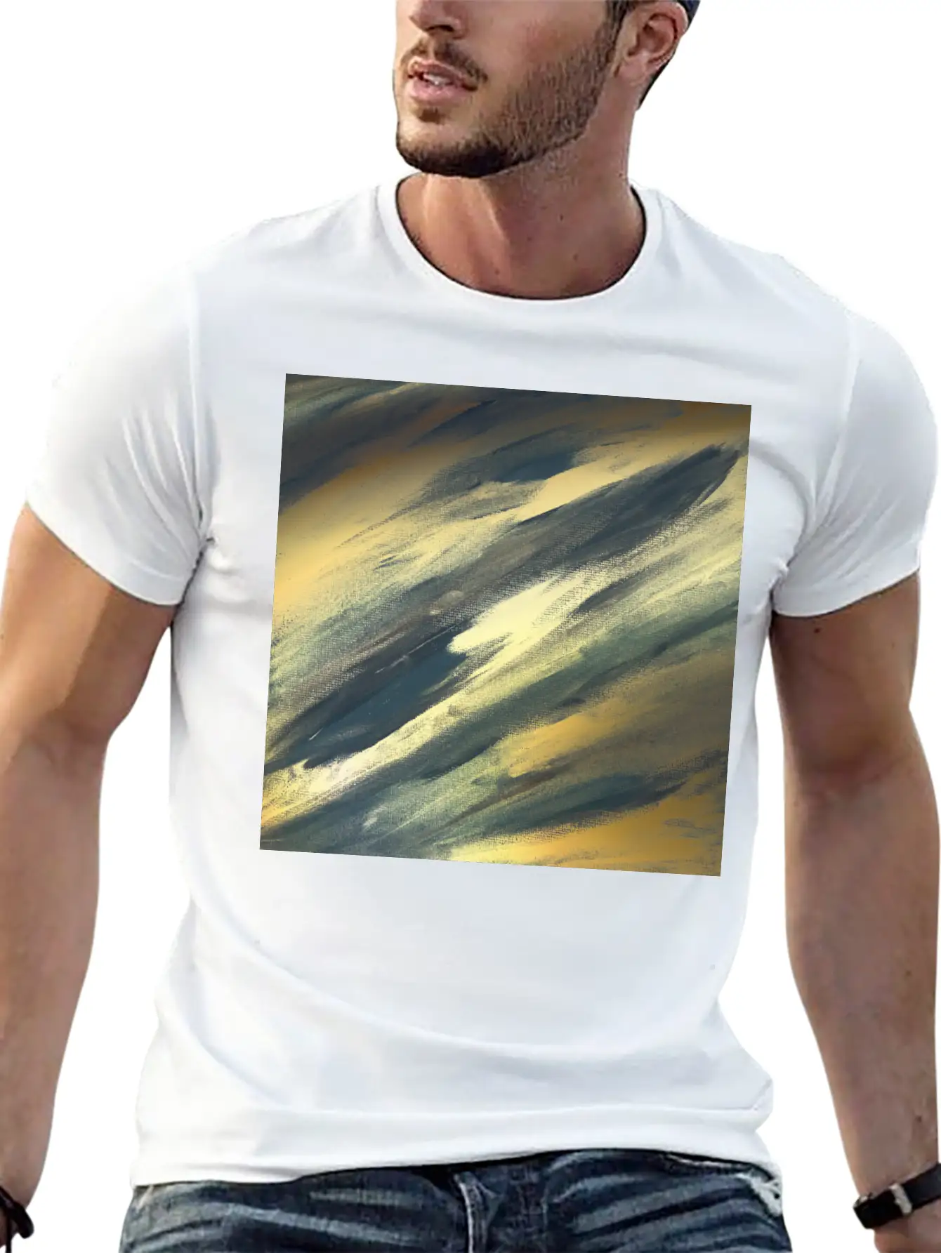 Gold Foil Paint Brushstrokes Abstract Texture Classic Cotton Tee – Unisex Comfort For Any Season