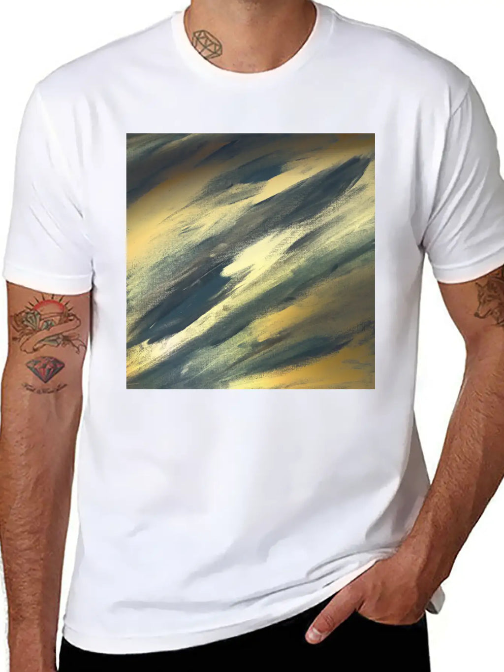 Gold Foil Paint Brushstrokes Abstract Texture Classic Cotton Tee – Unisex Comfort For Any Season