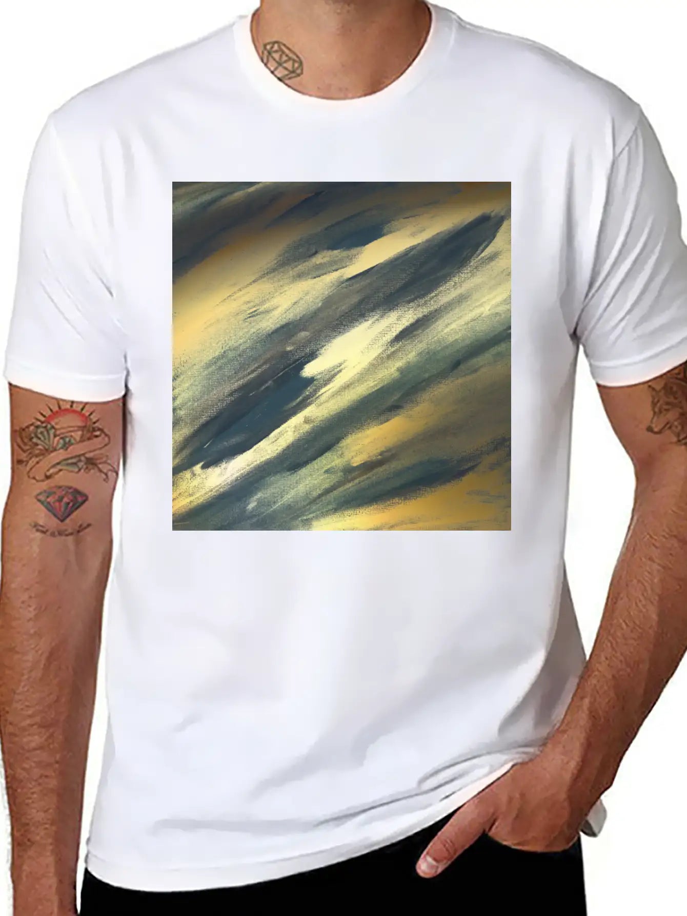 Gold Foil Paint Brushstrokes Abstract Texture Classic Cotton Tee – Unisex Comfort For Any Season