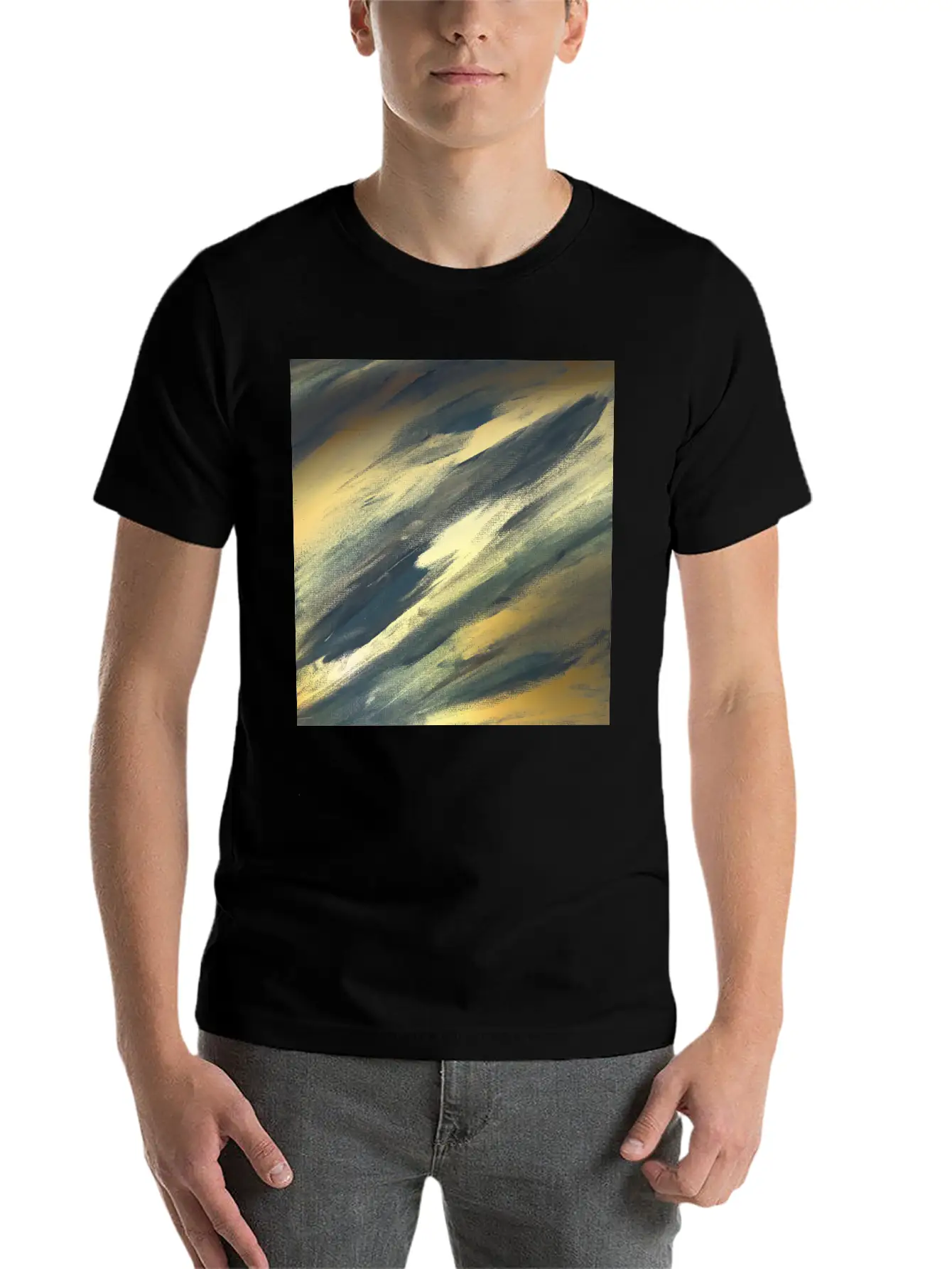 Gold Foil Paint Brushstrokes Abstract Texture Classic Cotton Tee – Unisex Comfort For Any Season