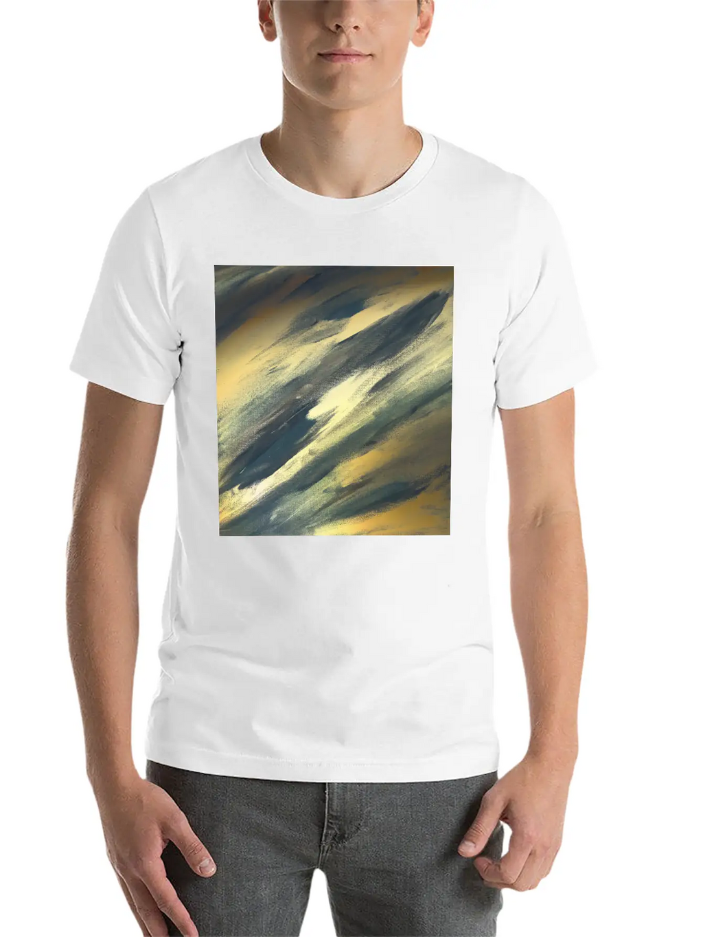 Gold Foil Paint Brushstrokes Abstract Texture Classic Cotton Tee – Unisex Comfort For Any Season
