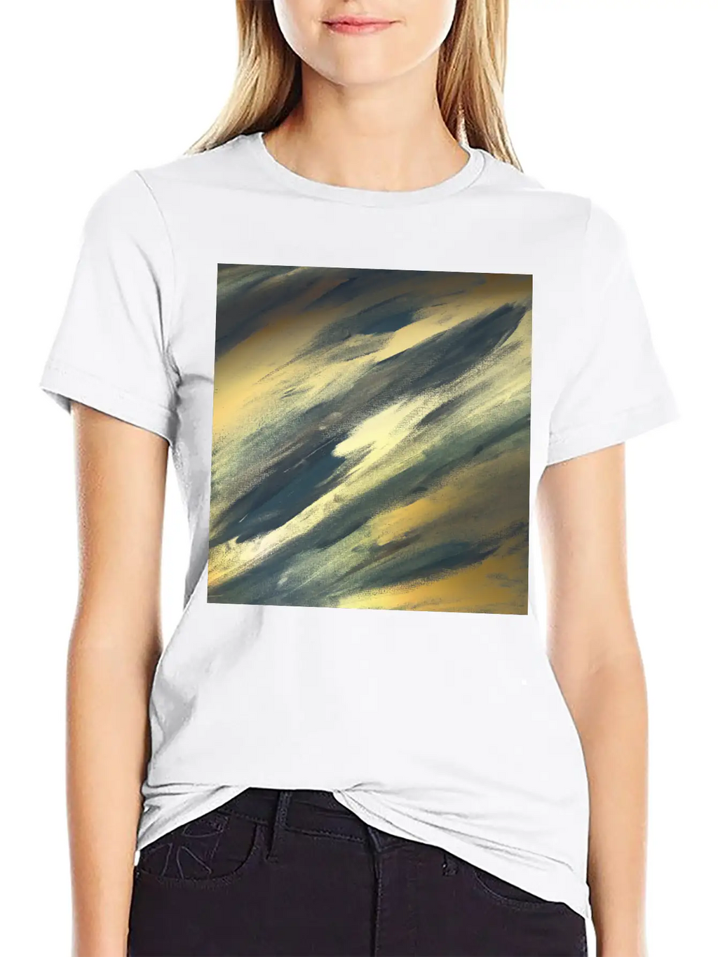 Gold Foil Paint Brushstrokes Abstract Texture Classic Cotton Tee – Unisex Comfort For Any Season
