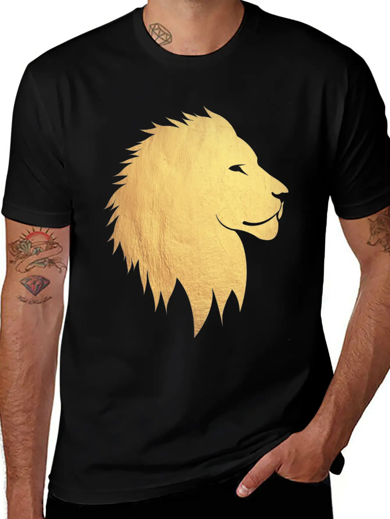 Gold Lion Breathable Graphic T-Shirt – Perfect For Casual Days