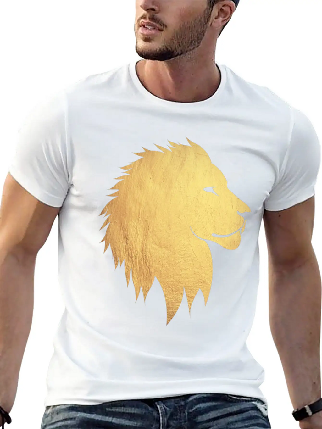 Gold Lion Breathable Graphic T-Shirt – Perfect For Casual Days