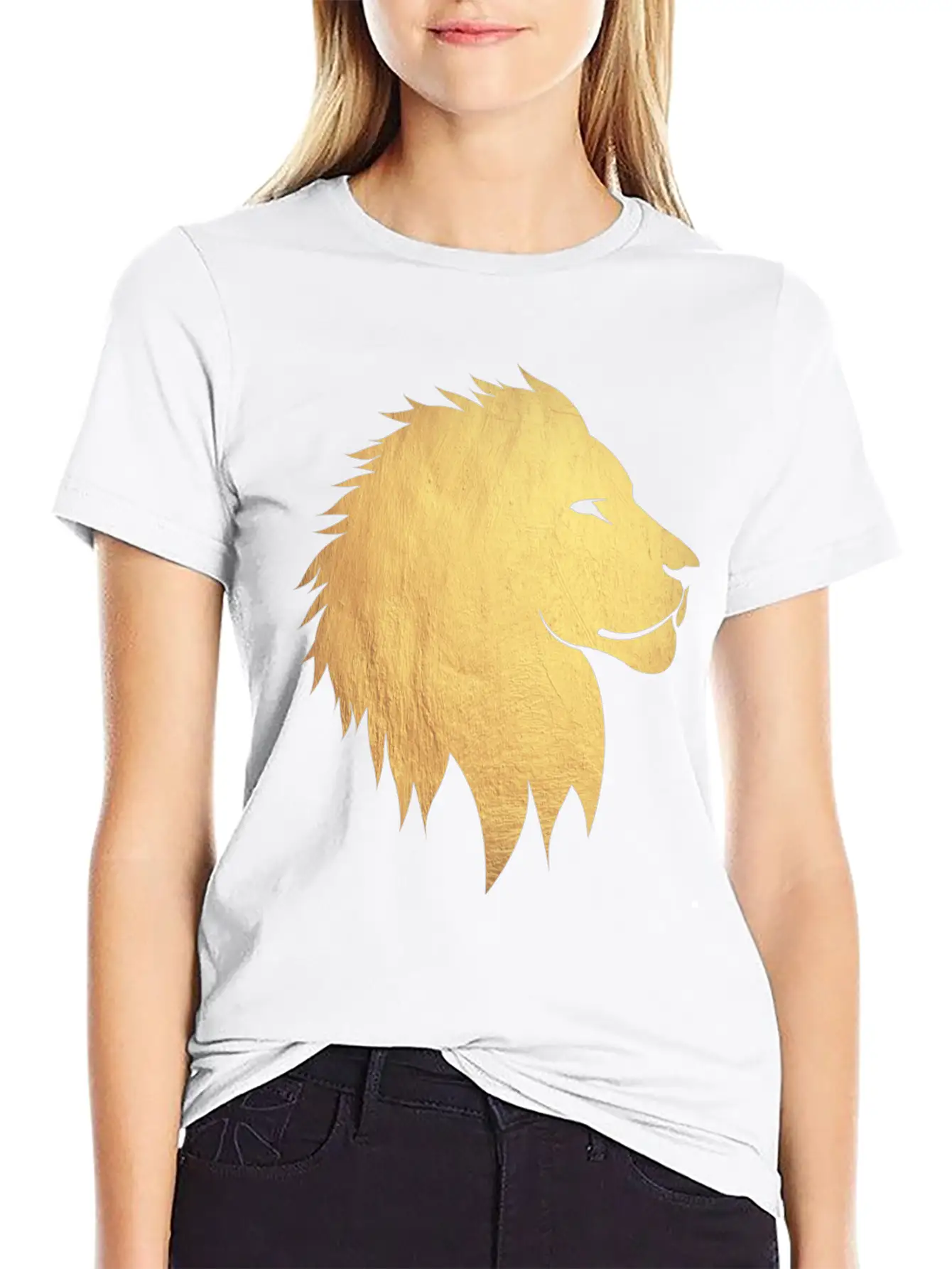 Gold Lion Breathable Graphic T-Shirt – Perfect For Casual Days