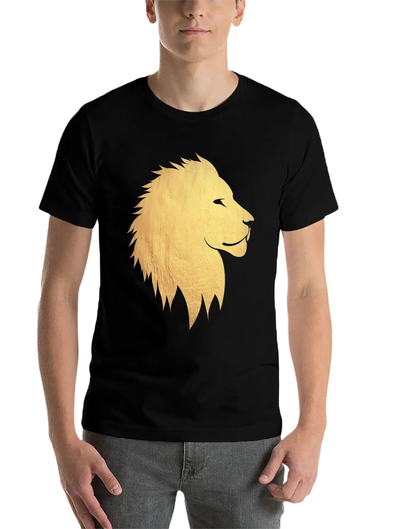 Gold Lion Breathable Graphic T-Shirt – Perfect For Casual Days
