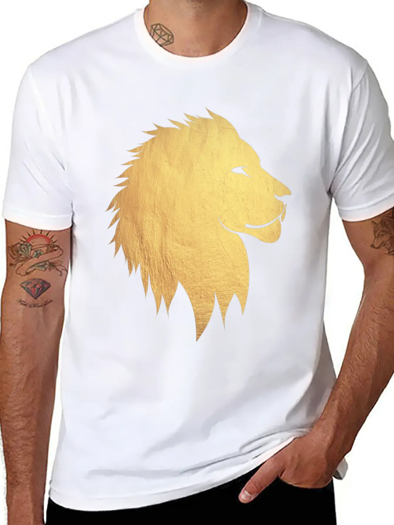 Gold Lion Breathable Graphic T-Shirt – Perfect For Casual Days