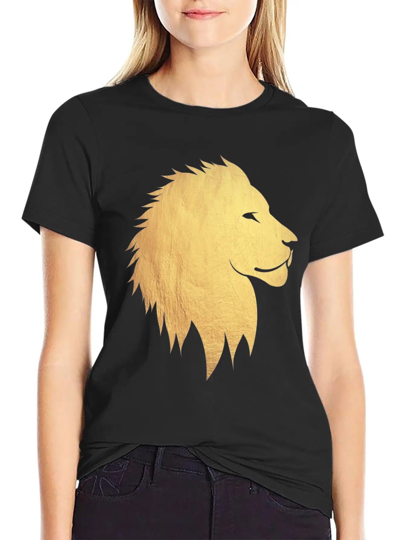 Gold Lion Breathable Graphic T-Shirt – Perfect For Casual Days
