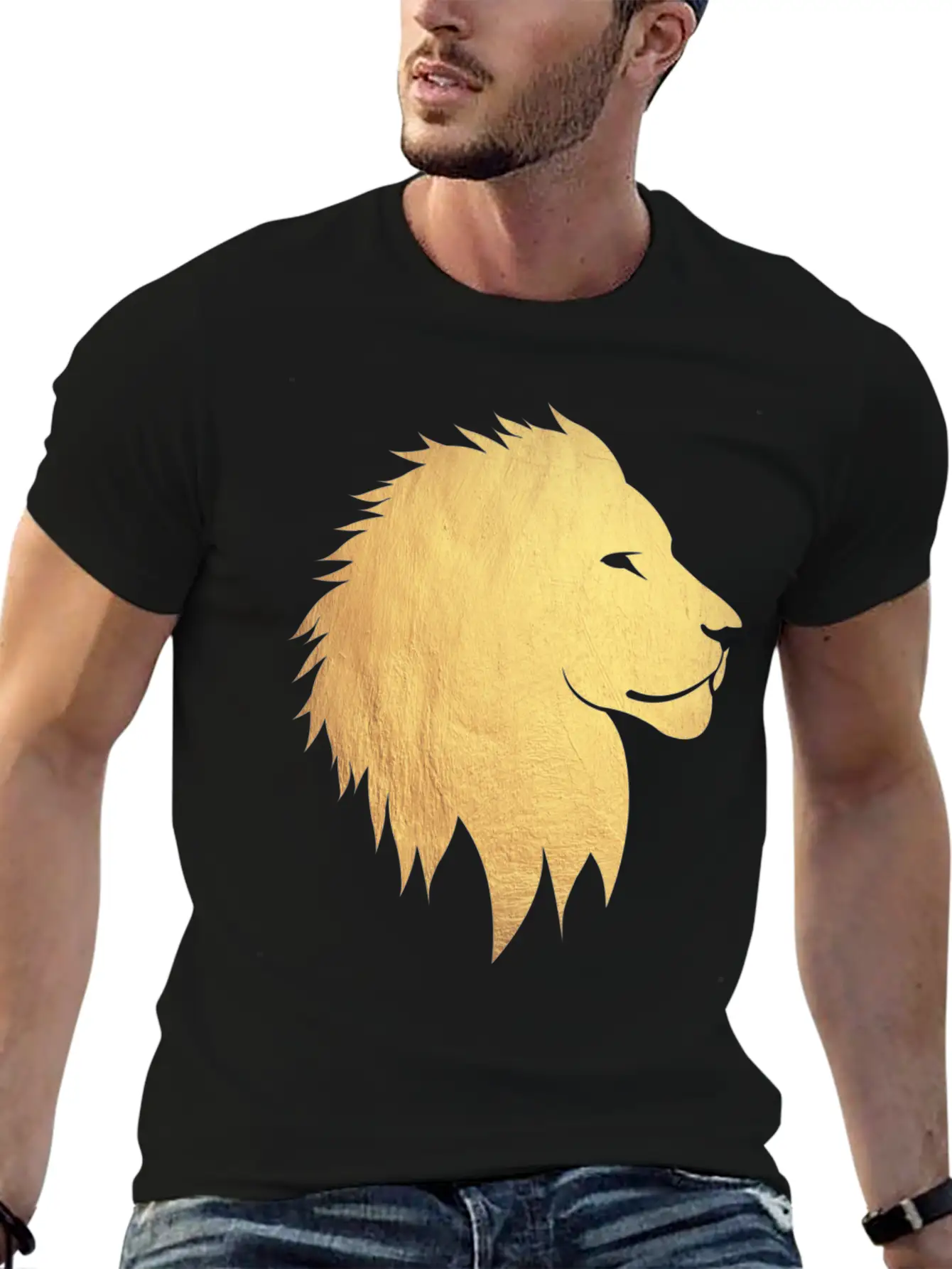Gold Lion Breathable Graphic T-Shirt – Perfect For Casual Days