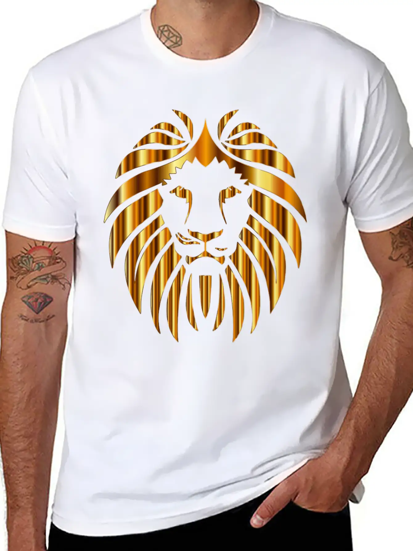 GOLD METALLIC LION HEAD Unisex Casual T-Shirt – Clean Design For Daily Comfort