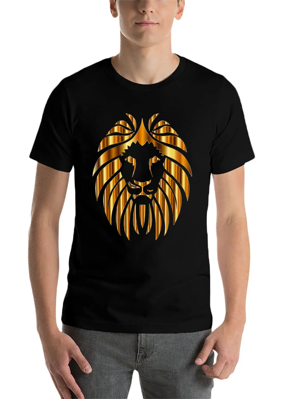 GOLD METALLIC LION HEAD Unisex Casual T-Shirt – Clean Design For Daily Comfort