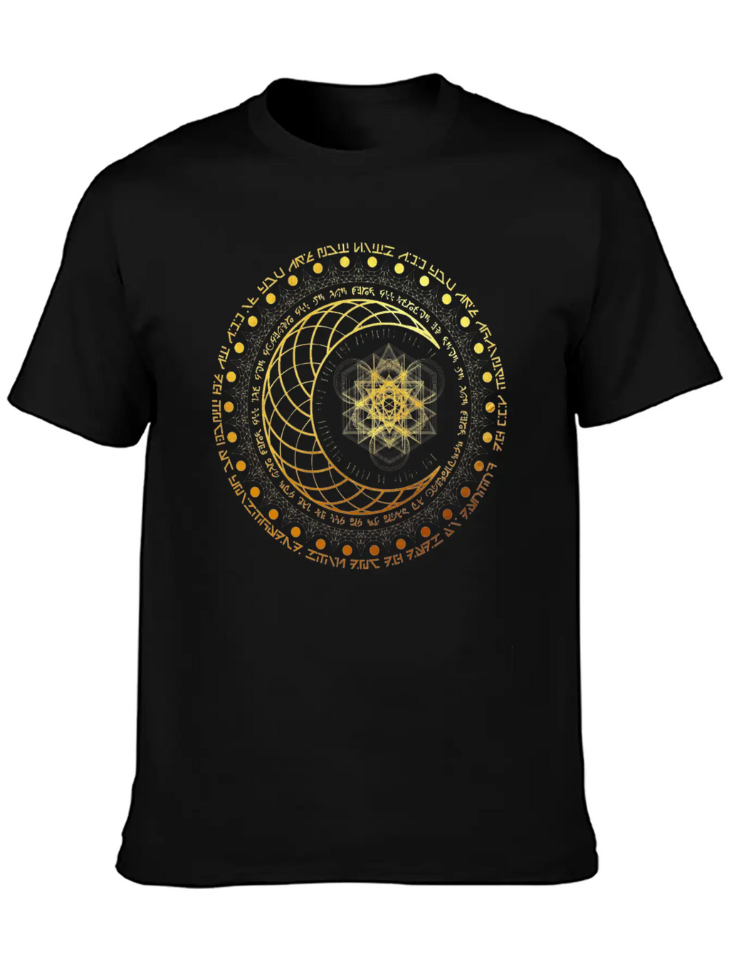 Gold Sacred Geometry Intricate Geometric Sun And M Classic Cotton Tee – Unisex Comfort For Any Season