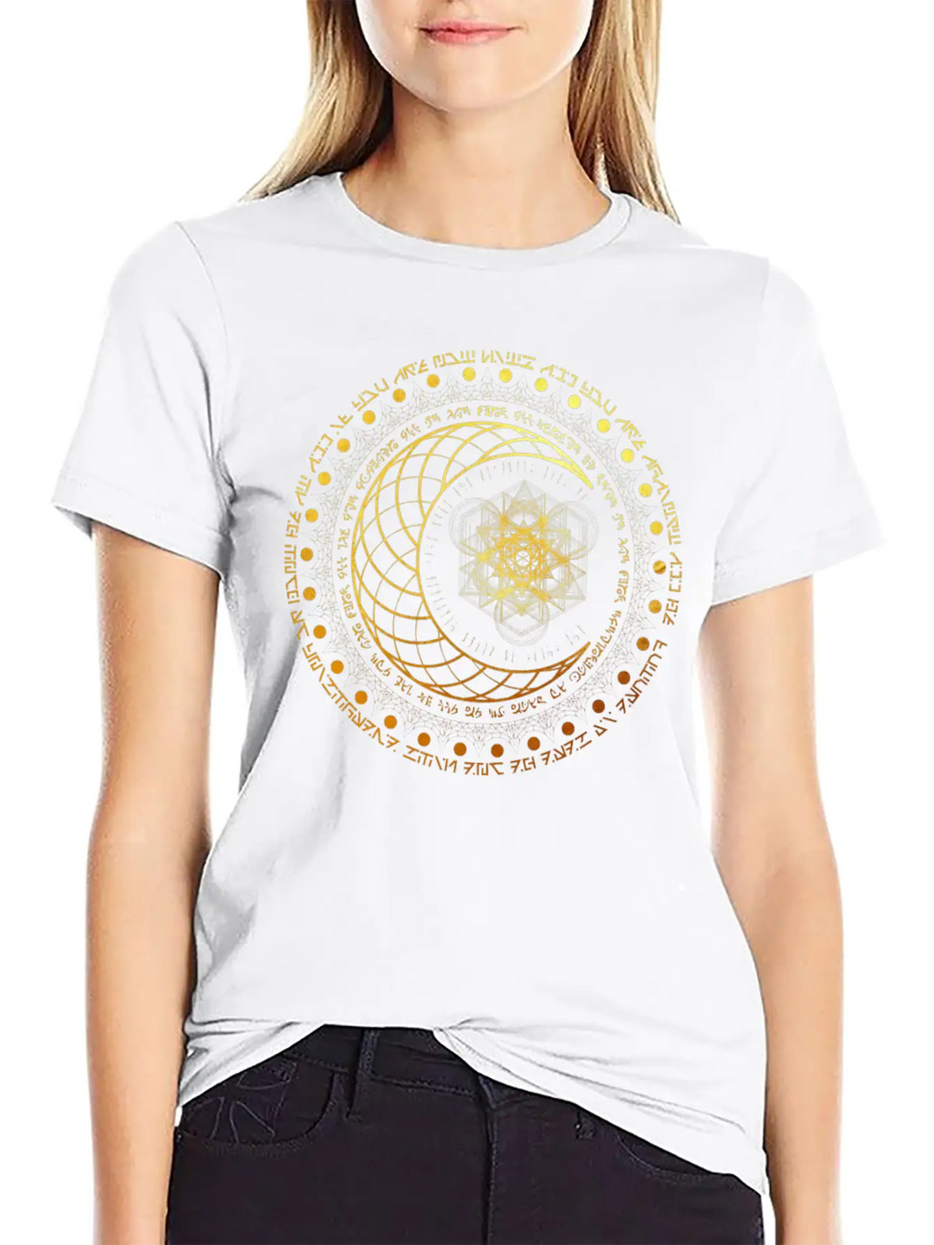 Gold Sacred Geometry Intricate Geometric Sun And M Classic Cotton Tee – Unisex Comfort For Any Season