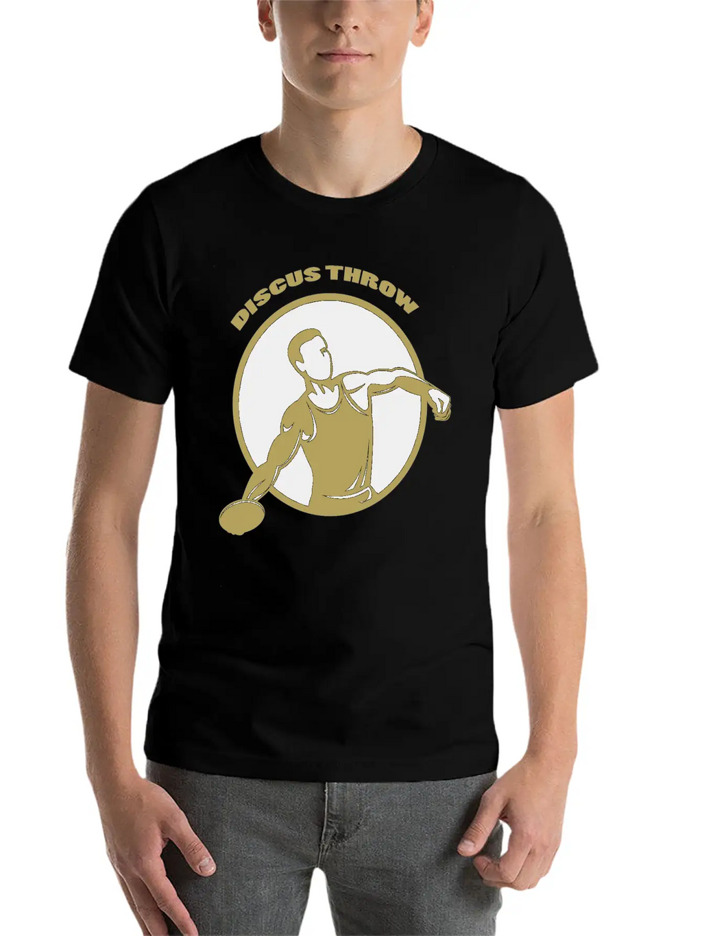 Gold Vintage Athlete Discus Throw Breathable Soft Cotton T-Shirt – Timeless Casual Look