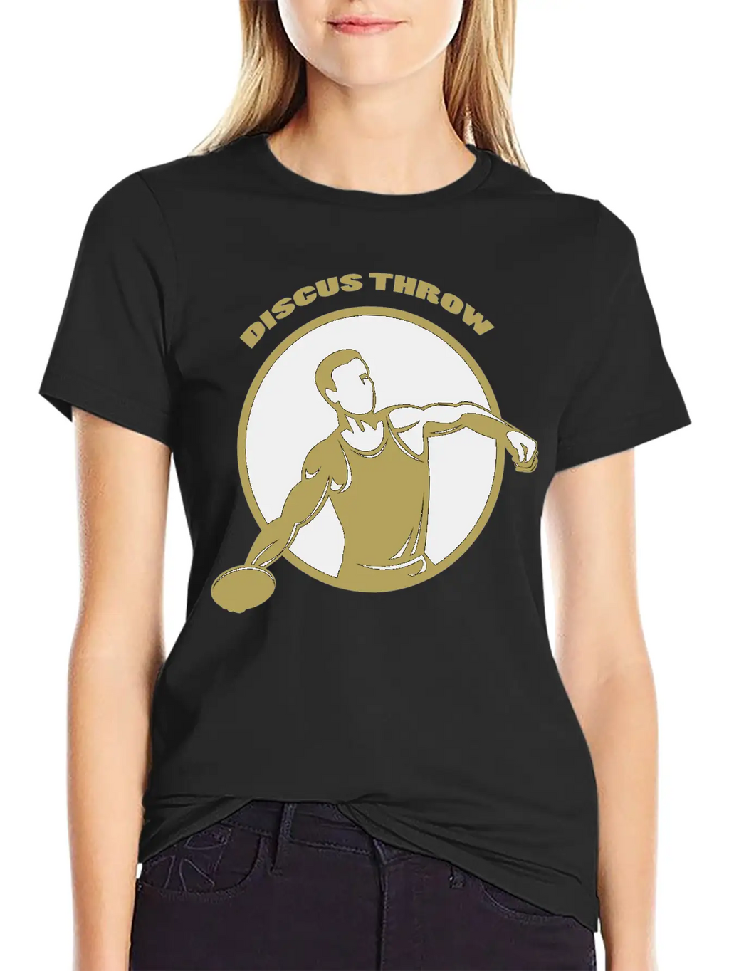 Gold Vintage Athlete Discus Throw Breathable Soft Cotton T-Shirt – Timeless Casual Look