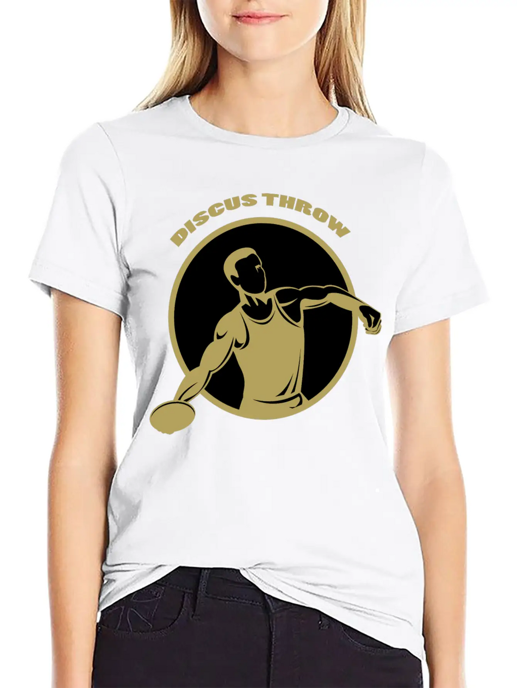 Gold Vintage Athlete Discus Throw Breathable Soft Cotton T-Shirt – Timeless Casual Look