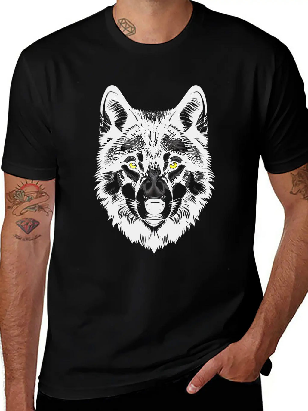 Golden Eyes Wolf Graphic T-Shirt Stylish Everyday T-Shirt – Unisex Basic Cotton Tee