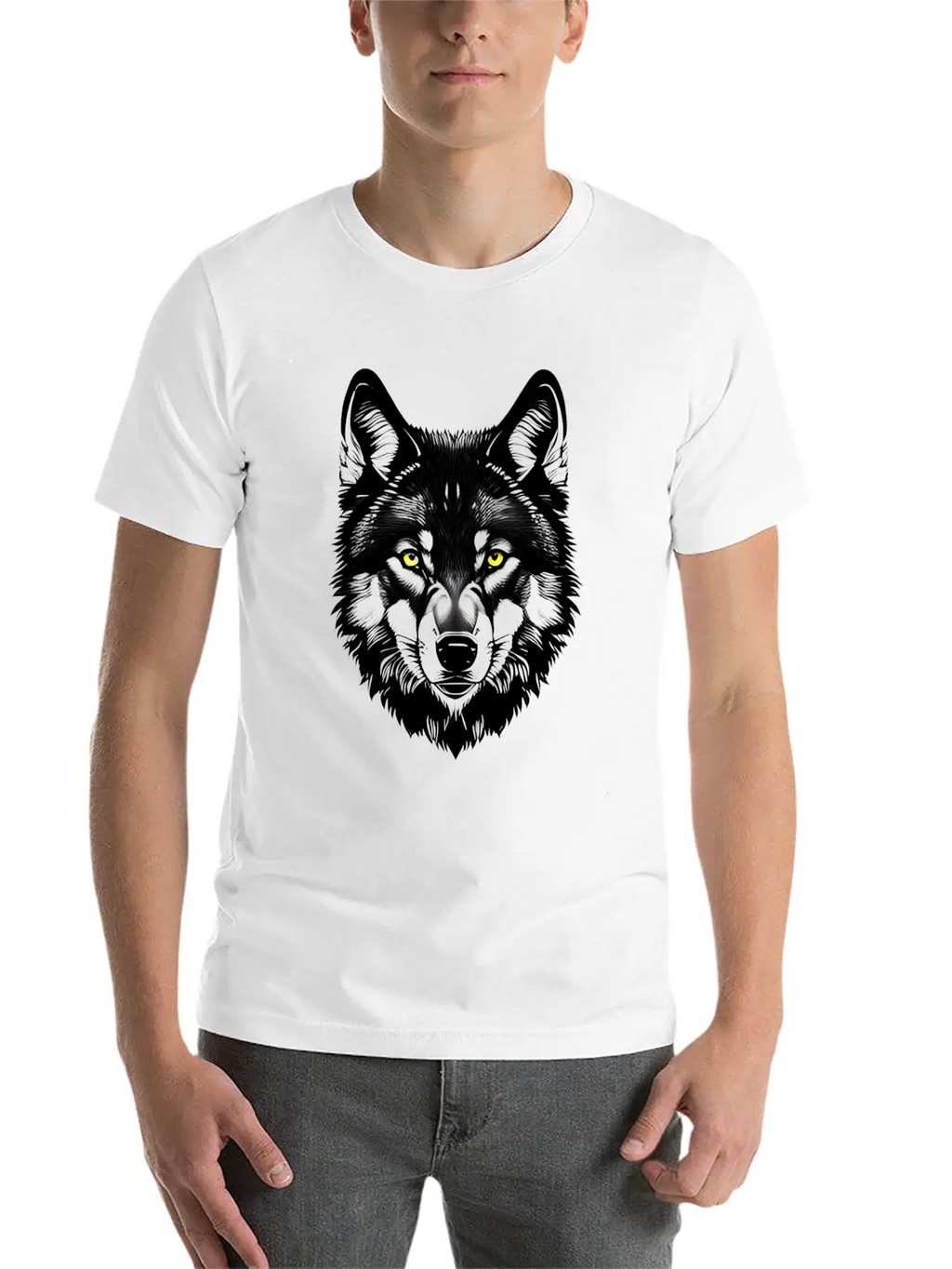 Golden Eyes Wolf Graphic T-Shirt Stylish Everyday T-Shirt – Unisex Basic Cotton Tee