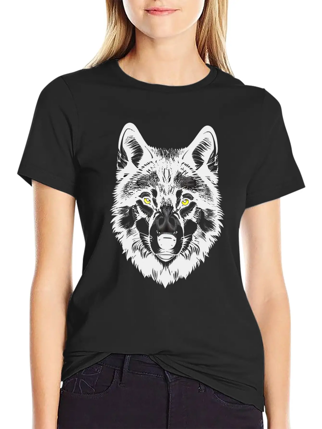 Golden Eyes Wolf Graphic T-Shirt Stylish Everyday T-Shirt – Unisex Basic Cotton Tee