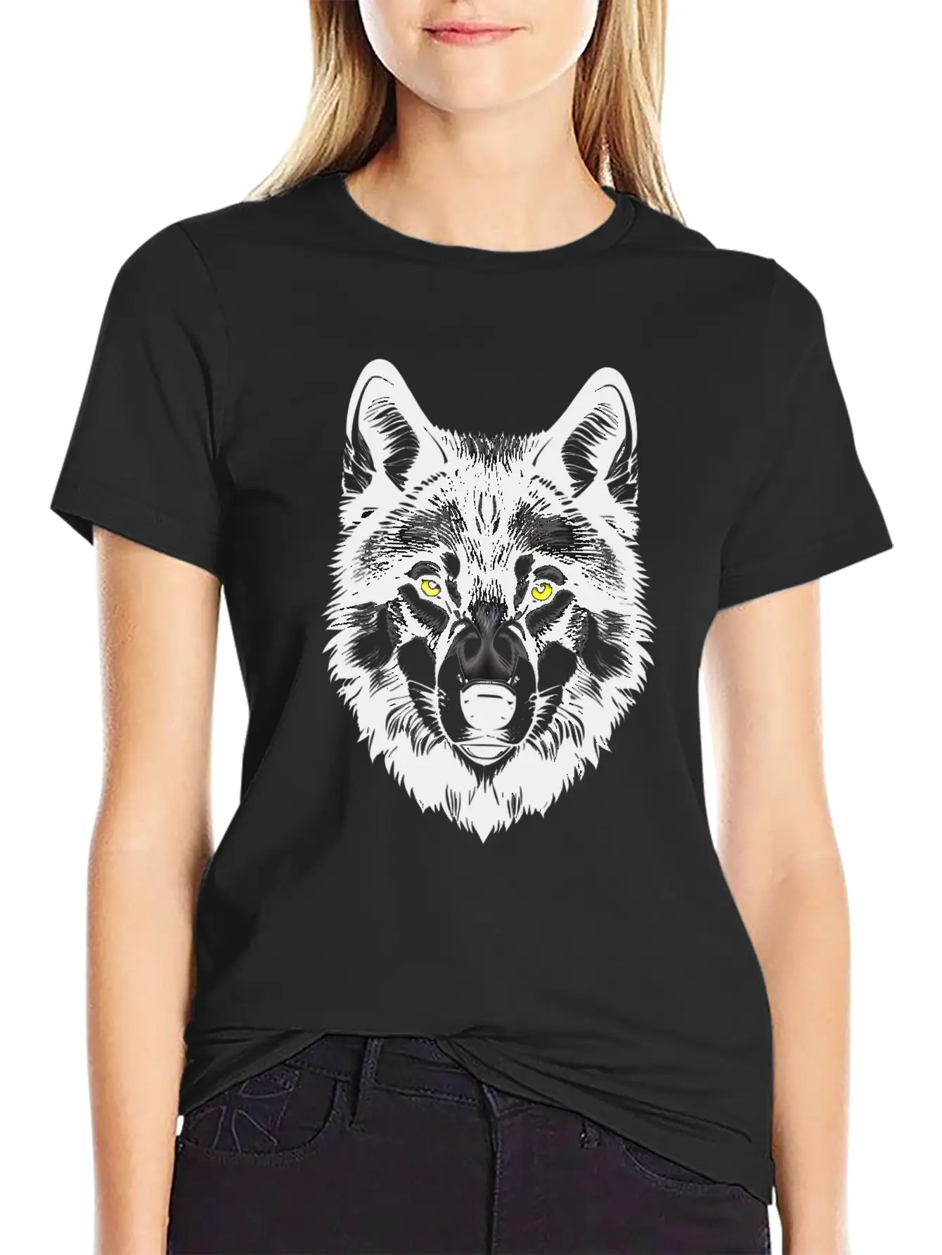 Golden Eyes Wolf Graphic T-Shirt Stylish Everyday T-Shirt – Unisex Basic Cotton Tee