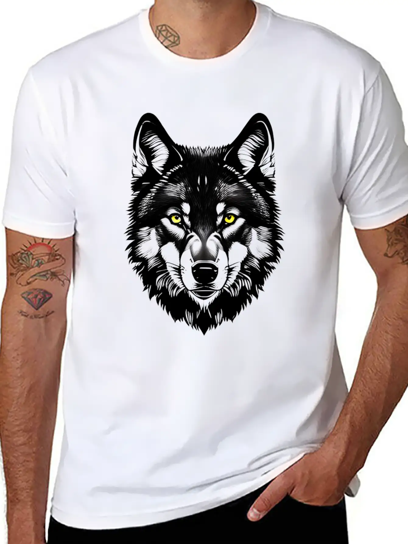 Golden Eyes Wolf Graphic T-Shirt Stylish Everyday T-Shirt – Unisex Basic Cotton Tee