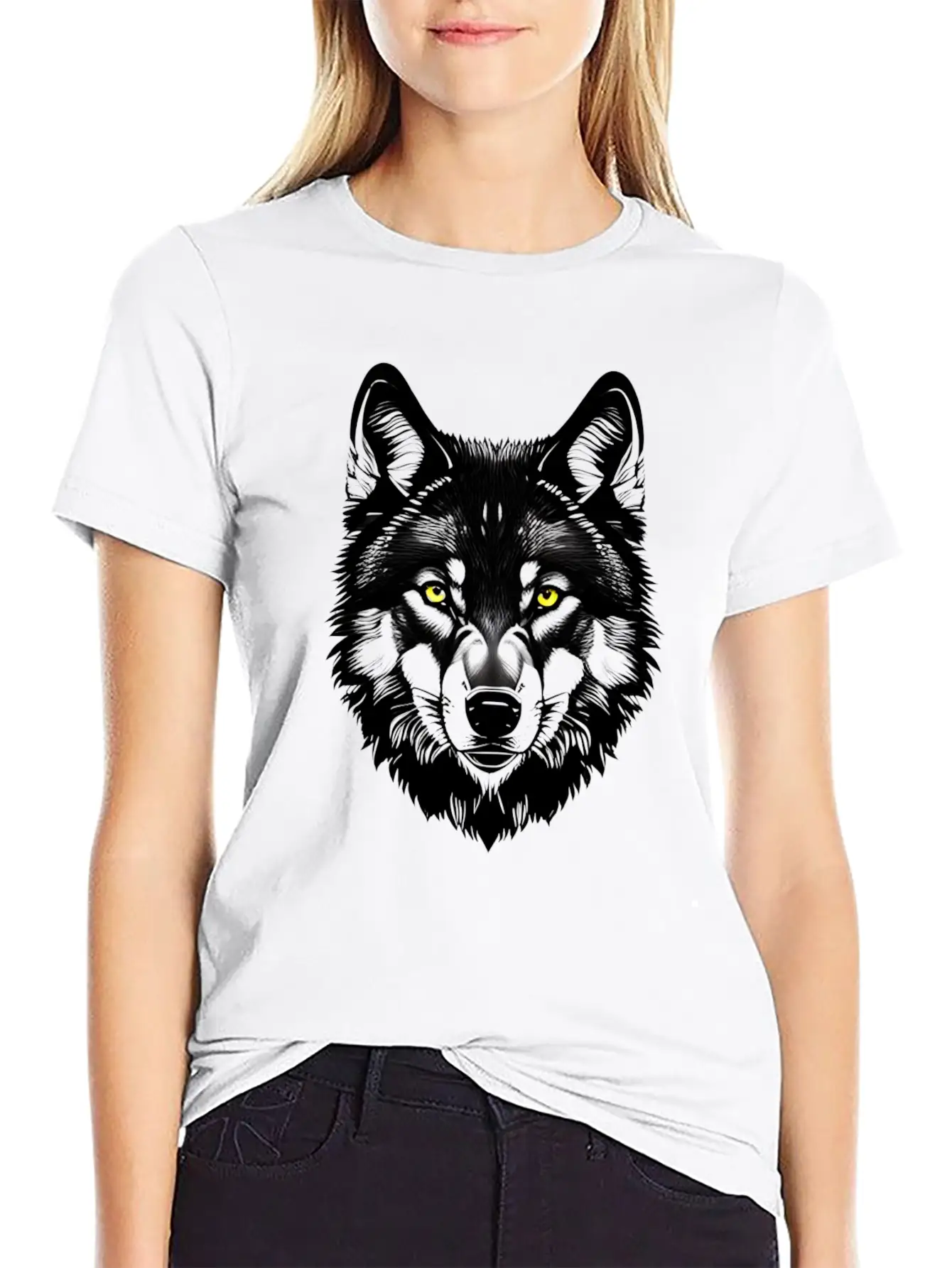 Golden Eyes Wolf Graphic T-Shirt Stylish Everyday T-Shirt – Unisex Basic Cotton Tee