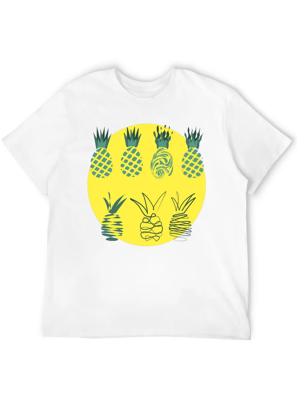 Golden Pineapples Drawing In Abstract Style Unisex Casual T-Shirt – Clean Design For Daily Comfort