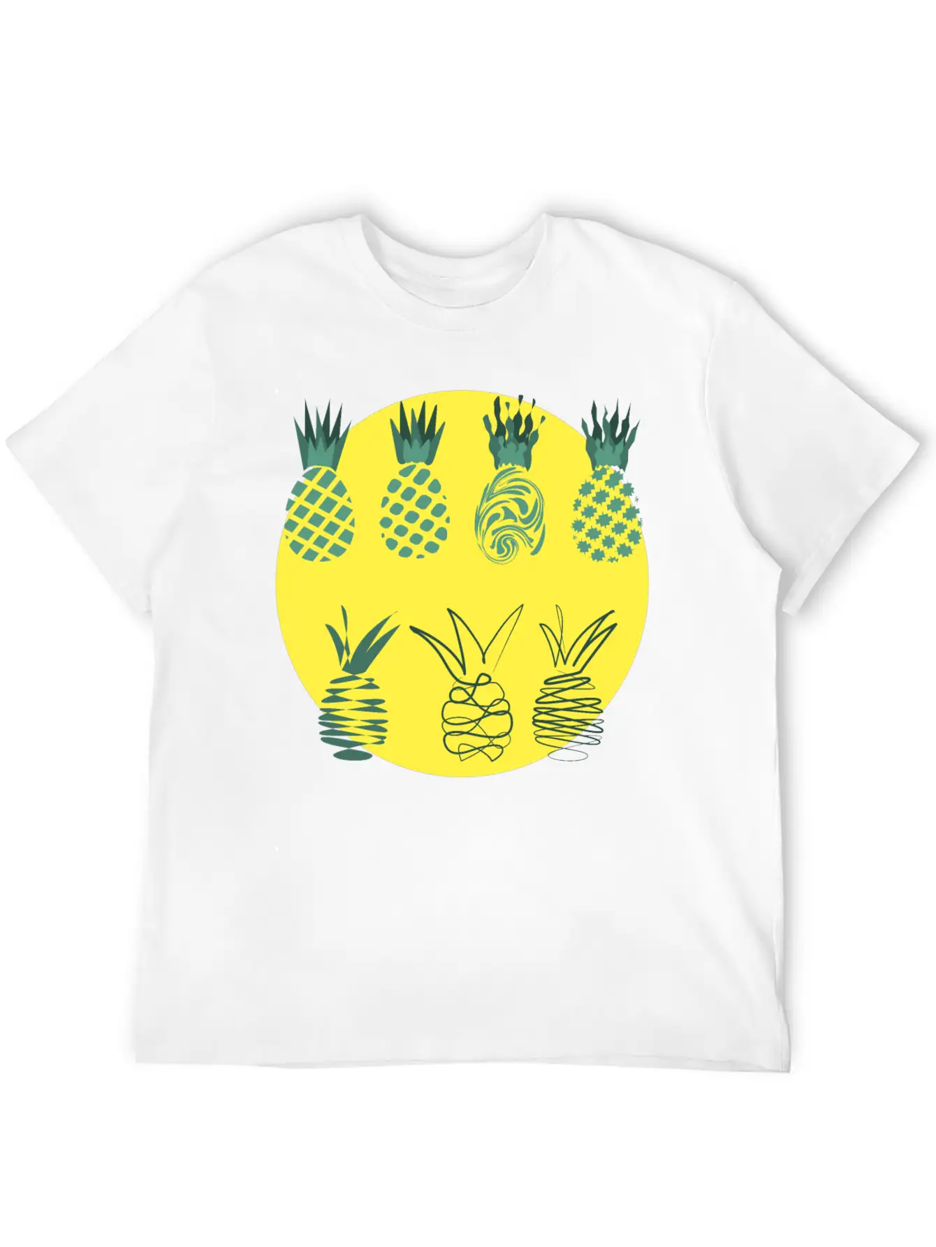 Golden Pineapples Drawing In Abstract Style Unisex Casual T-Shirt – Clean Design For Daily Comfort