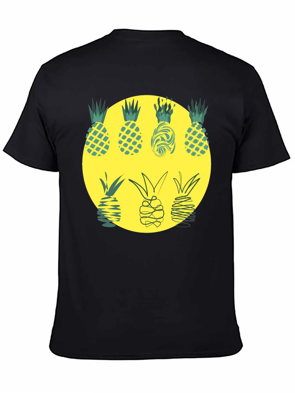 Golden Pineapples Drawing In Abstract Style Unisex Casual T-Shirt – Clean Design For Daily Comfort