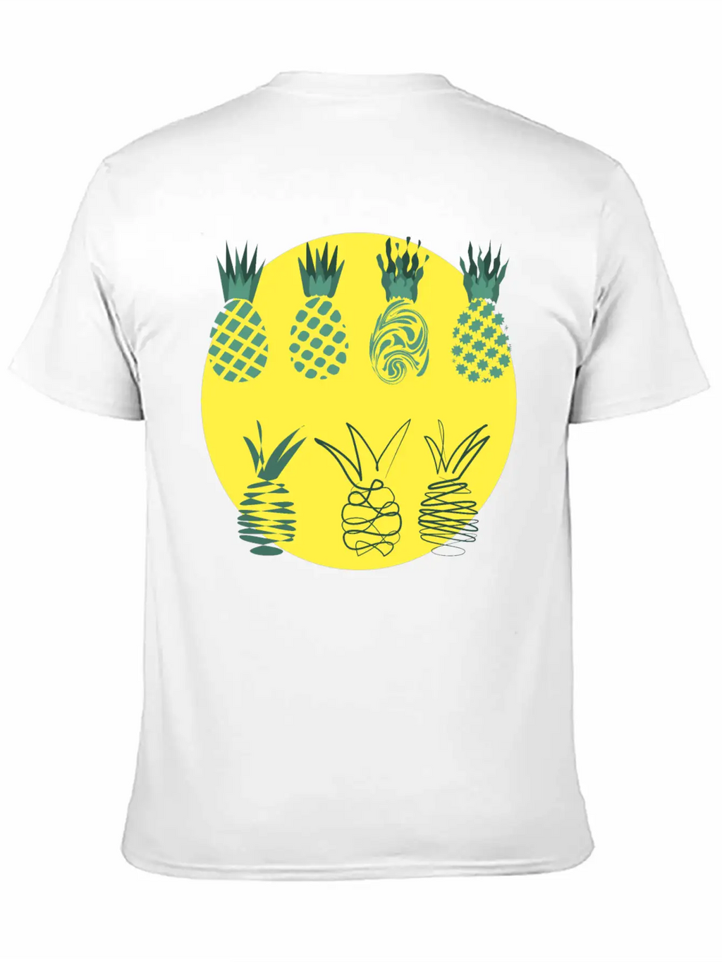 Golden Pineapples Drawing In Abstract Style Unisex Casual T-Shirt – Clean Design For Daily Comfort