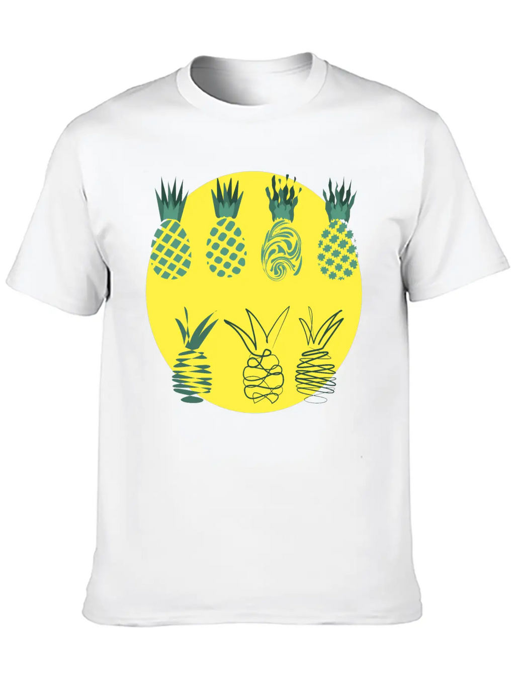 Golden Pineapples Drawing In Abstract Style Unisex Casual T-Shirt – Clean Design For Daily Comfort