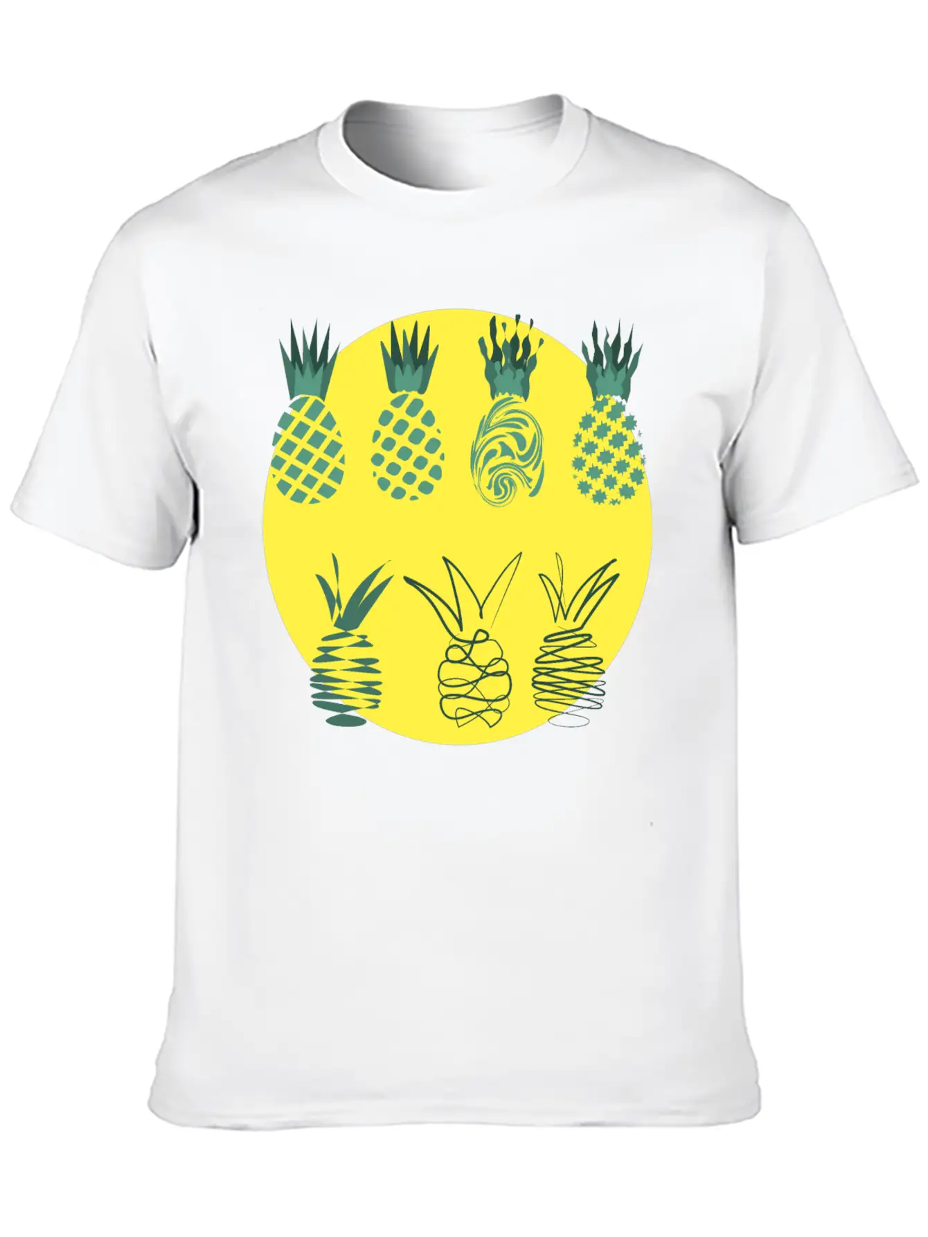 Golden Pineapples Drawing In Abstract Style Unisex Casual T-Shirt – Clean Design For Daily Comfort